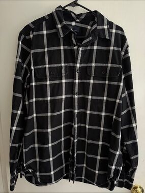 GAP Black and White Windowpane Plaid Shirt Jacket